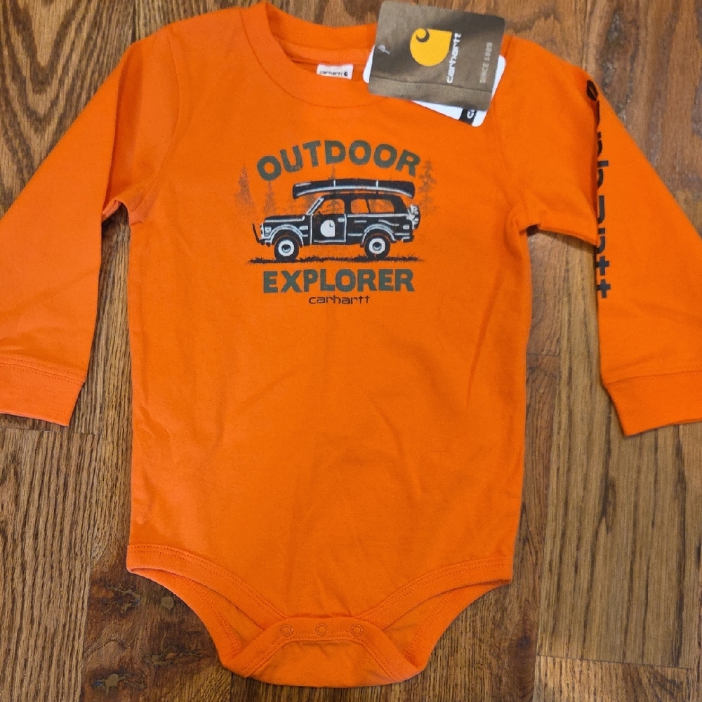 Carhartt Orange 'Outdoor Explorer' Long-Sleeve Infant Bodysuit NWT